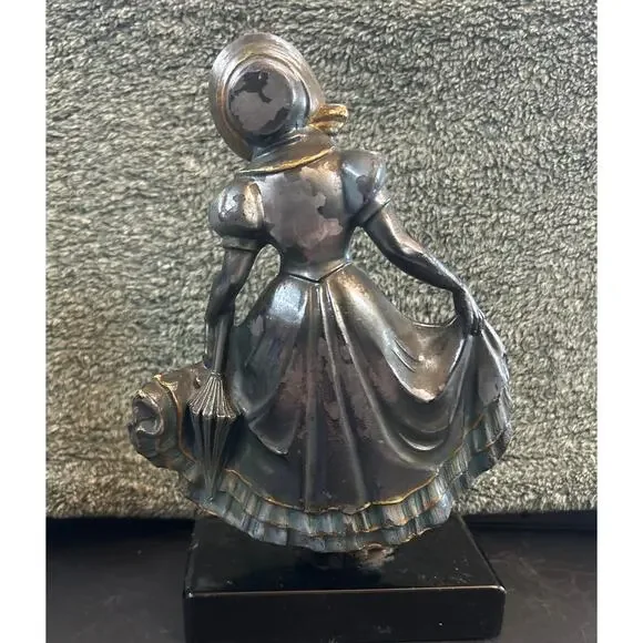 1930s JB Hirsch Cold Painted French Bronze Figure on Marble Pleased to Meet You